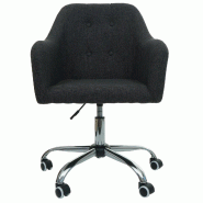 Décoshop26 - Chaise de bureau pivotante avec accoudoir hauteur réglable en tissu gris foncé boutons décoratifs 04_0006231 - gris 3000261660002