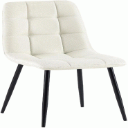 Décoshop26 - Chaise de salle à manger x1 coutures forme carrées en tissu crème pieds en métal noir 10_0001979 - beige métal 3000250781008