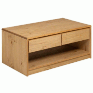Décoshop26 - Table basse avec 2 tiroirs et 1 compartiment ouvert design rustique 99 x 55 x 45 cm bois de pin massif couleur chêne DEC039920 - Bois m