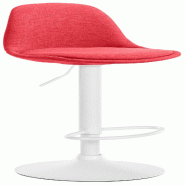 Décoshop26 - Tabouret de bar x1 moderne et confortable assise en tissu rouge pieds en métal blanc 10_0006275 - rouge métal 3000265482303