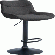 Décoshop26 - Tabouret de bar x1 pivotant forme ergonomique surpiqûres décoratives en tissu gris foncé cadre en métal noir 10_0005767 - gris méta