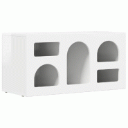 Helloshop26 - Meuble TV moderne polyvalent avec rangement 80 x 35 x 40 cm en bois d'ingénierie blanc brillant 02_0054768 - blanc Bois massif 30002386