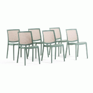 RATTATAN Lot de 6 chaises empilables en polypropylène, pieds antidérapants, ergonomiques, pour salle à manger, jardin, terrasse, bars, restaurants