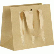 Sac kraft et or poignées ruban champagne 20x10x17cm par 12