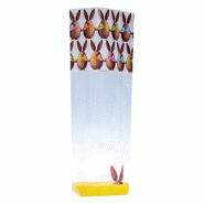 Sachet transparent Pâques avec fond en carton argenté 12x27,5+4,8cm - par 100