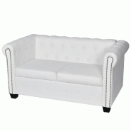 VidaXL Canapé Chesterfield à 2 places cuir synthétique blanc  Modèle Quartz - 242371