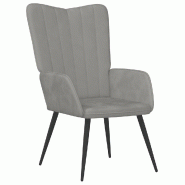 VidaXL Chaise de relaxation Gris clair Velours Modèle Vega Focus - 8720286420485