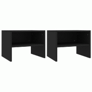VidaXL Tables de chevet 2 pcs Noir 40x30x30 cm Bois d'ingénierie – Modèle Ondine - Bois manufacturé 800066