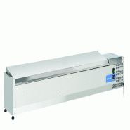 Vitrine réfrigérée inox pour condiments, 10 bacs GN1/4. Dimensions 200x33,5x28,1 cm. Température +2°C/+8°C. Cool Head VRX 20/33S/S - 1831