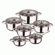 WellHome - Batterie de cuisine 12 pièces en acier inoxydable avec bases induction et manches ergonomiques - multi-matériau WH15674