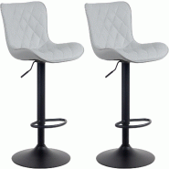 Décoshop26 - Lot de 2 tabourets de bar en synthétique gris pieds en métal noir hauteur réglable pivotant TDB10732 - gris 3002487532699