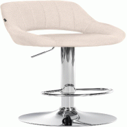 Décoshop26 - Tabouret de bar x1 avec repose-pieds pivotant et réglable en tissu crème et métal 10_0005218 - beige métal 3000252521534