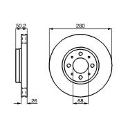 Disque de frein Bosch 0986478602 - 2 disques ventilés pour montage avant avec 4 trous Disque de frein Bosch 0986478602 - 2 disques ventilés pour montage avant avec 4 trous