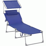 Helloshop26 - Chaise longue bain de soleil transat de relaxation grand modèle 71 x 200 x 38 cm charge 150 kg avec appui tête dossier 12_0001106 - 30