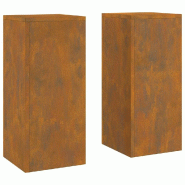 Helloshop26 - Lot de 2 supports de plantes modernes extérieur 24 x 24 x 55 cm design épuré en acier rouillé 02_0052034 - métal 3000237215571