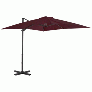 Helloshop26 - Parasol déporté avec mât en aluminium 250 x 250 cm bordeaux 02_0008493 - 3000453447763