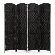 IvoQ Paravent Noir – Séparateur de pièce – 4 panneaux – 170 x 160 cm - 8721335300741
