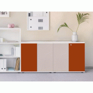 Lot de 2 armoires basses MDD - portes battantes en stratifié mat Push Pull - L160 H78 P43 cm Lot de 2 armoires basses MDD - portes battantes en stratifié mat Push Pull - L160 H78 P43 cm