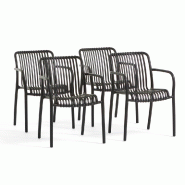 RATTATAN Set de 4 chaises avec accoudoirs en résine renforcée de fibre de verre, design moderne, empilables pour jardin, bar, restaurant, cuisine †RATTATAN Set de 4 chaises avec accoudoirs en résine renforcée de fibre de verre, design moderne, empilables pour jardin, bar, restaurant, cuisine â€