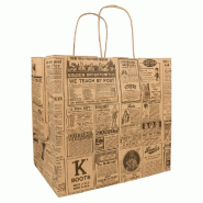 Sac kraft traiteur poignées torsadées Times 26+17x24cm - par 250