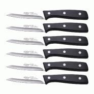San Ignacio - Lot de 6 couteaux d’office 9cm en acier inoxydable en couleur noire - Expert - noir inox PK10310