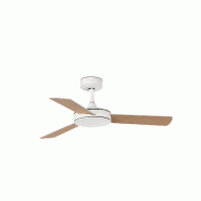 Ventilateur de plafond mini Mallorca DC, acier inoxydable 316L blanc mat, pales réversibles en contreplaqué d’érable, 13 m², FARO-33603DC, FARO