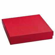Boîte cadeau rouge en carton épais L15xP15xH4cm - par 12