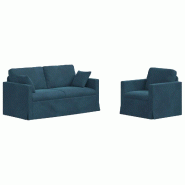 Canapé 2 pcs Bleu 158 x 78 x 80 cm Velours Modèle Apex Ligne Élite - Matériau naturel 8721364374461
