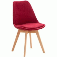 Décoshop26 - Chaise de salle à manger design scandinave en tissu velours rouge pieds bois clair FAL101544 - 3000394269608 Décoshop26 - Chaise de salle à manger design scandinave en tissu velours rouge pieds bois clair FAL101544 - 3000394269608