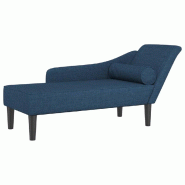 Décoshop26 - Méridienne chaise longue pour intérieur avec coussins en tissu bleu DEC026061 - bleu 3000255598892