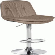 Décoshop26 - Tabouret chaise haute x1 pour cuisine et bar à assise moelleuse en tissu taupe cadre en métal chromé 10_0005700 - métal 3000265163226