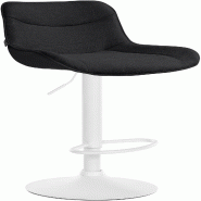 Décoshop26 - Tabouret de bar x1 pivotant forme ergonomique surpiqûres décoratives en tissu noir cadre en métal blanc 10_0005912 - blanc métal 300