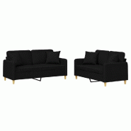 Ensemble de canapés 2 pcs avec coussins noir tissu Modèle Atlas Minimal - 8721012070738