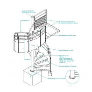 Escalier hélicoïdal totem tube - l'hélicoidal - diamètre du colonne centrale 168 mm