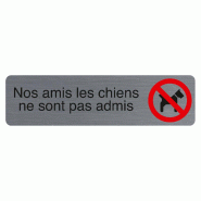 Exacompta - Réf. 67176E - 1 Plaque adhésive imitation aluminium Nos amis les chiens - 16,5X4,4 cm - Gris - gris 67176E