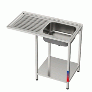 Gasfrit – Évier sous comptoir, 1 cuve et 1 égouttoir, acier inoxydable industriel, 1000 × 500 × 850 mm - inox gfy066