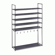 Helloshop26 - Étagère à chaussures 6 niveaux rangement couloir 153 x 99 x 30 cm montage rapide en métal gris 13_0011346 - gris métal 3000245723846