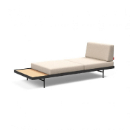 INNOVATION LIVING  CANAPÉ DESIGN PURI CONVERTIBLE LIT 195*80 CM TISSU  ARGUS NATURAL  AVEC TABLE CHÊNE