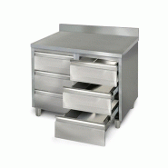 Meuble inox adossé 6 tiroirs profondeur 600 x 1000 mm