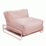 Oviala Business Pouf rayé pour salon de jardin modulable avec structure rose poudré, L 97 x l 97 x h 42 cm Oviala - rose polyester 115373