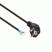 Perel Câble d'alimentation, H05VV-F 3G0.75, 3 m, 10 A/230 V, 2500 W, type E/F 90°, usage intérieur, PVC, noir - EPC030R075
