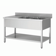Plonge professionnel avec 2 bacs a droite 1400x700x850+100mm - PTHSTR147BR2