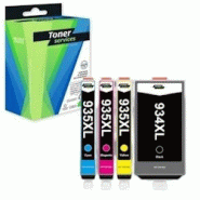 Toner Services Compatible HP 934XL/935XL - Pack de 4 cartouches Noir, Cyan, Magenta, Jaune - Multicolore Toner Services Compatible HP 934XL/935XL - Pack de 4 cartouches Noir, Cyan, Magenta, Jaune - Multicolore
