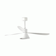 Ventilateur de plafond Amelia, blanc mat, acier, moteur DC silencieux 6 vitesses, fonction inverse, compatible plafonds inclinés, FARO-337601T, FARO