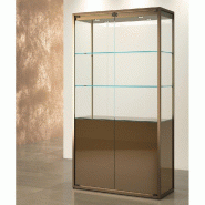 Vitrine T-Métal colonne 95x45xH190cm 4 spots LED, partie laquée H76cm - bronze