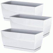 WellHome - Lot de 3 jardinières en plastique Coubi Case P coloris blanc 29x14,2x13,6cm - blanc plastique polypropylène PK4595