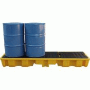 Bac de rétention longitudinal PE 4 fûts 120 l - caillebotis amovible - 235 l - 1250 kg