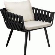 CLP Chaise de jardin Lombardia anthracite avec coussin d assise Métal HBT: 43x61x56 cm Crème - beige métal 327865