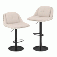 COSTWAY set 2 tabourets pivotants, hauteur réglable, assise rembourrée, beige. - multicolore métal VH35376IT-4