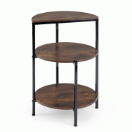 COSTWAY table d'appoint ronde 3 étages bois métal, marron pour petit salon. - marron Bois manufacturé TH32086OR
